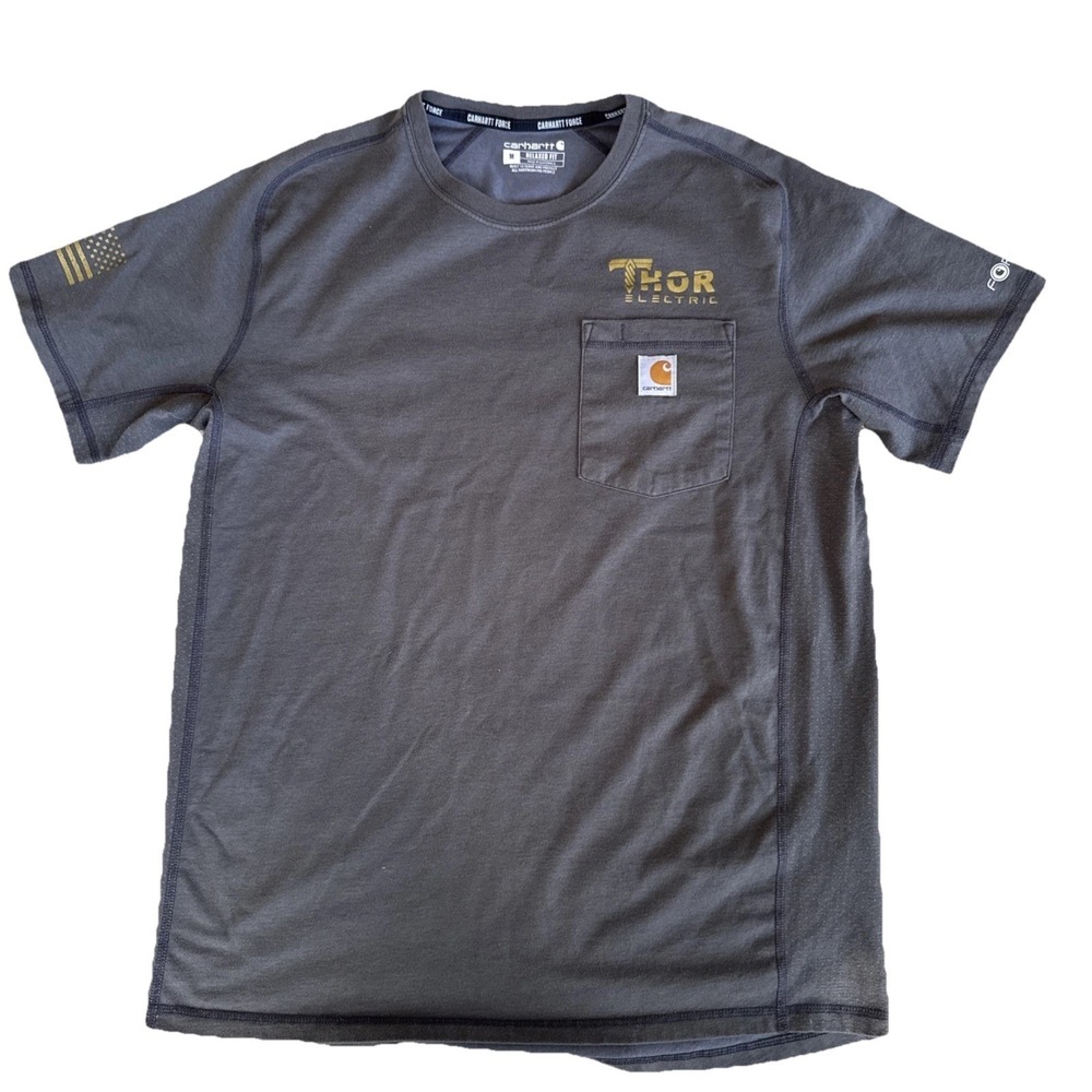Carhartt Force Pocket T-Shirt Mens Medium Gray Thor Electric Graphic TK6652-M